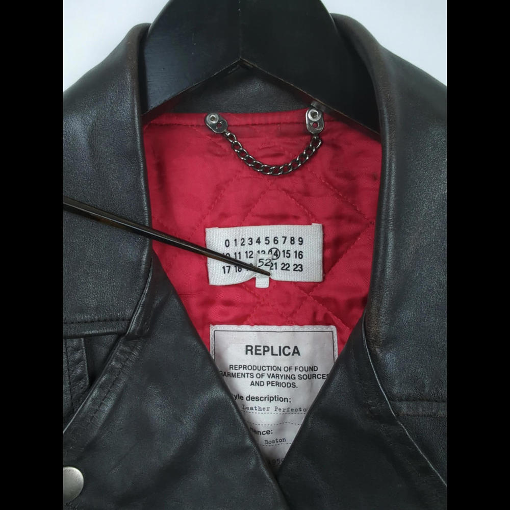 [SOLD] MAISON MARGIELA Men's Sz IT54 US 42 L Black Leather Perfecto Jacket Italy - Picture 12 of 12